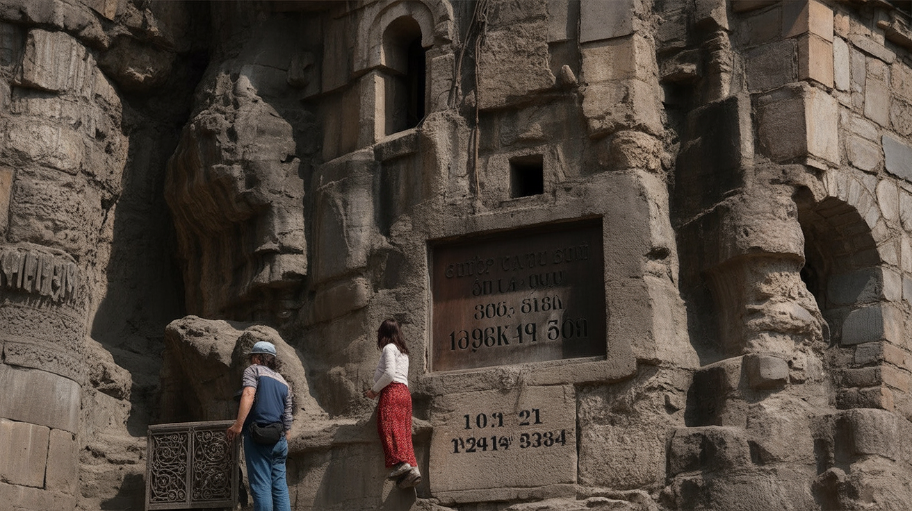 Geghard Monastery — the 13th-century structures carved into the cliff face, at the end of the Azat River Gorge