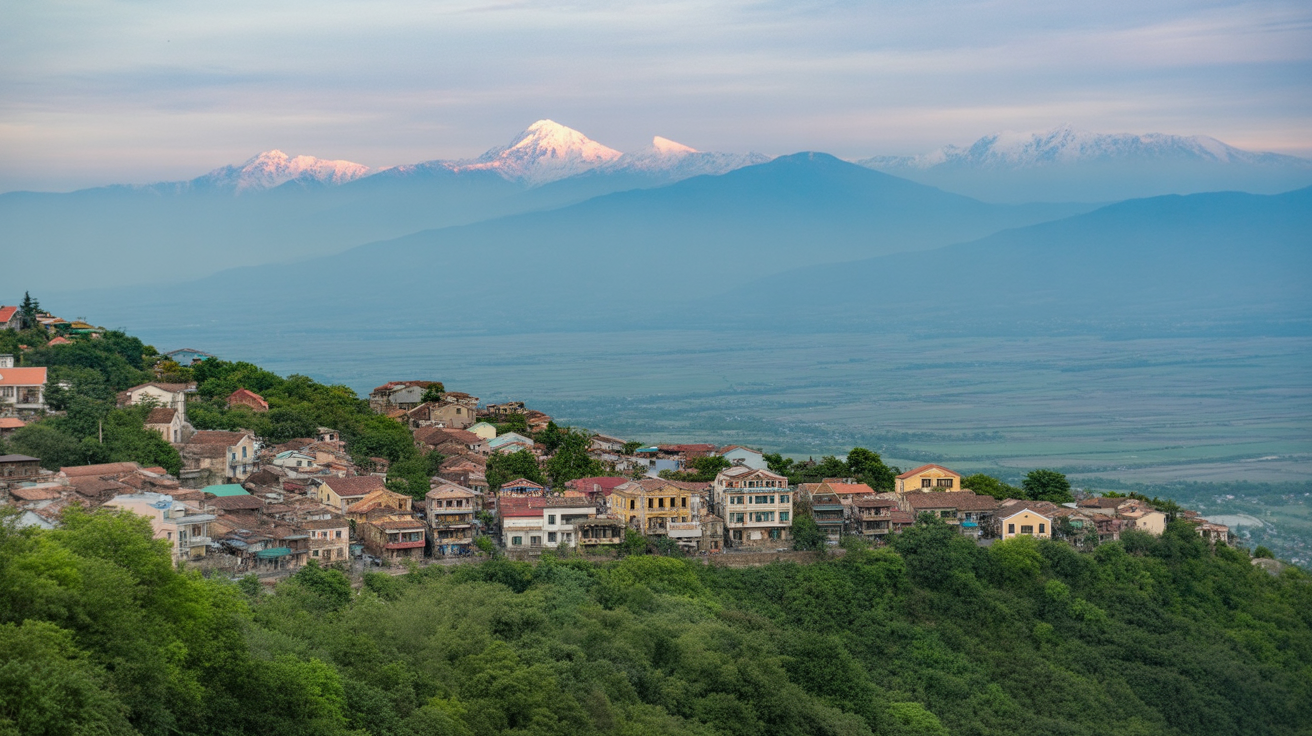 Guesthouses in Sighnaghi typically have wine cellars; staying one night means morning walks before the day-trippers arrive